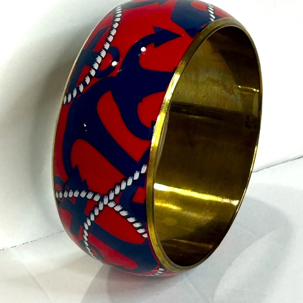 Nautical anchor themed red and blue bracelet. Costume piece.
